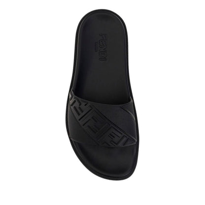 Fendi Black Rubber Flat Sandals