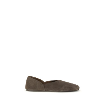 Khaite Brown Calf Leather Bos Taurus Ballet Flats