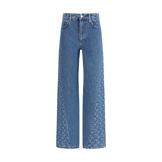 Marine Serre Light Blue Cotton Relaxed Fit Jeans