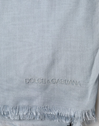 Dolce & Gabbana Light Blue Cashmere Knitted Shawl Scarf