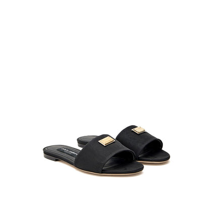 Dolce & Gabbana Black Polyester Slippers
