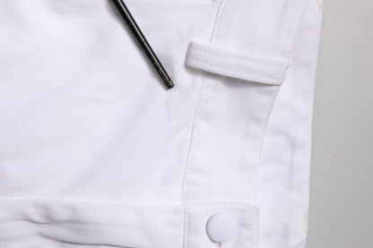 Dolce & Gabbana White Cotton Men Cargo Denim Trouser Jeans