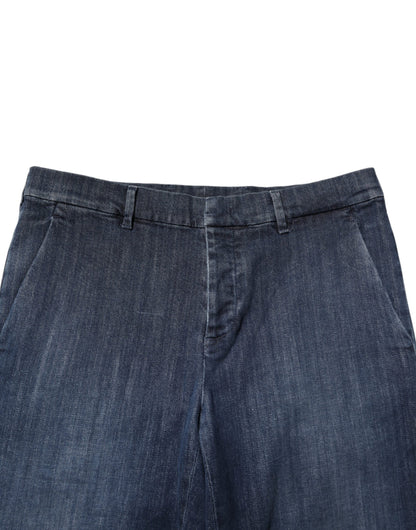 Prada Dark Blue Mid Waist Skinny Fit Men Denim Trouser Jeans