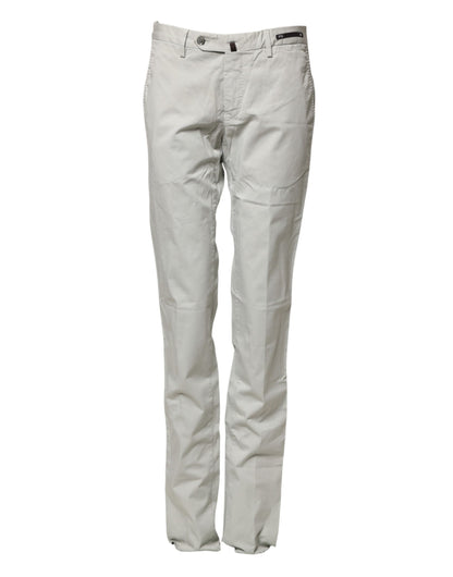 PT01 Light Gray Mid Waist Men Straight Chino Trouser Pants