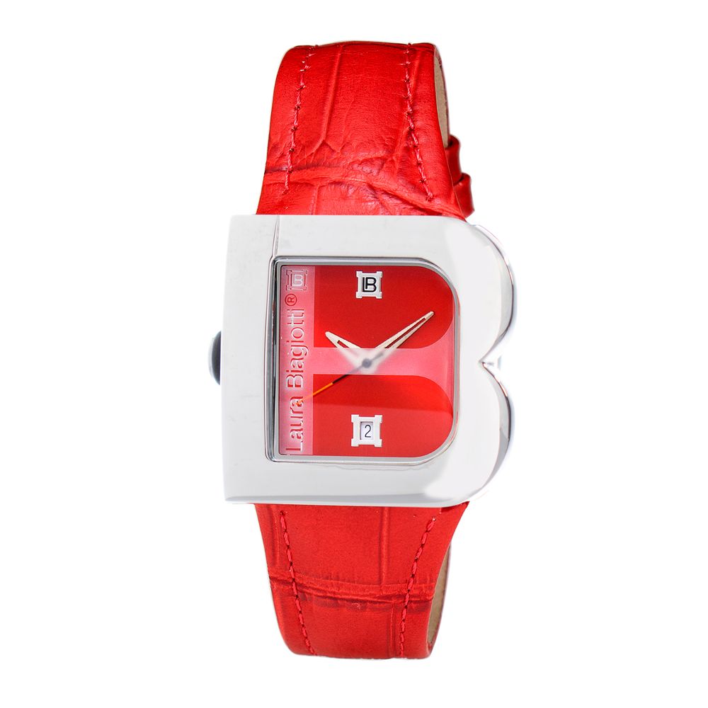 Laura Biagiotti Red Leather Dress Watch