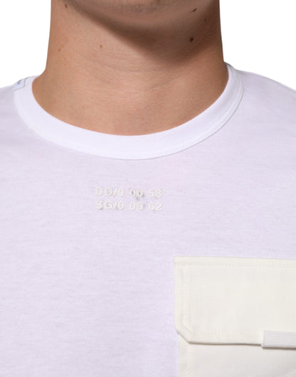 Dolce & Gabbana White Cotton Pocket Short Sleeves T-shirt