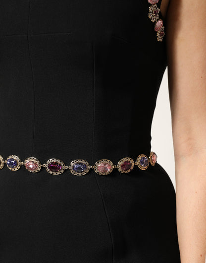 Dolce & Gabbana Black Embellished Sheath Mermaid Gown Dress