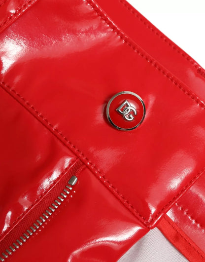 Dolce & Gabbana Shiny Red High Waist Skinny Trouser Pants