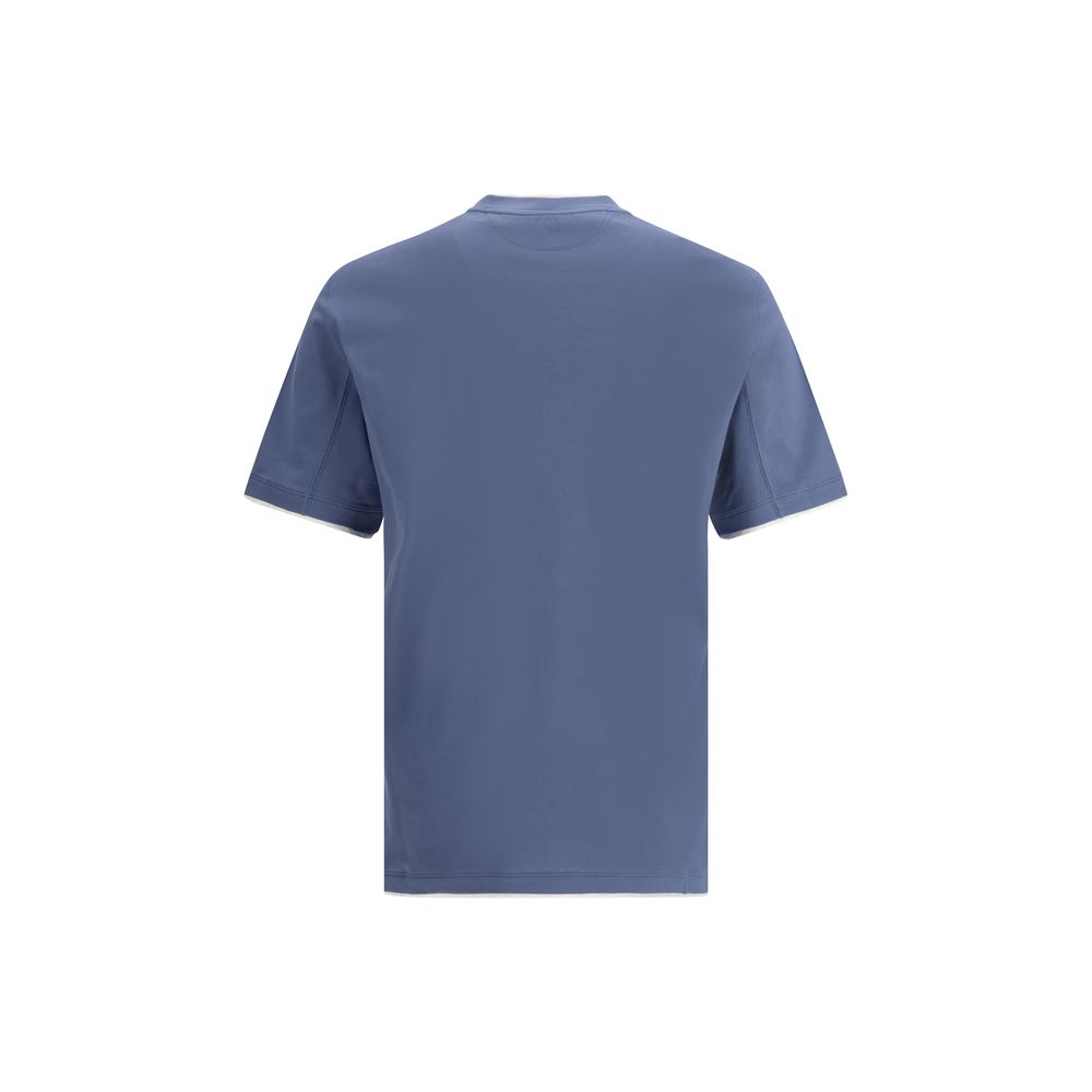 Brunello Cucinelli Blue Cotton T-Shirt