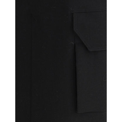 Rick Owens Black Fleece Wool Midi Skirt