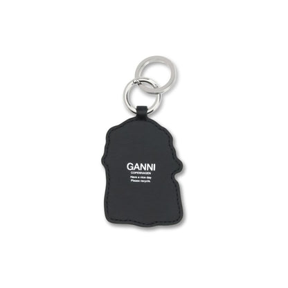 Ganni White Recycled Leather Keychain