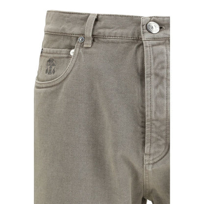 Brunello Cucinelli Green Cotton Straight-Leg Jeans