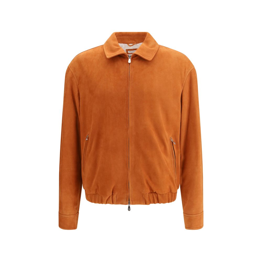 Brunello Cucinelli Red Calf Leather Bos Taurus Jackets And Coat