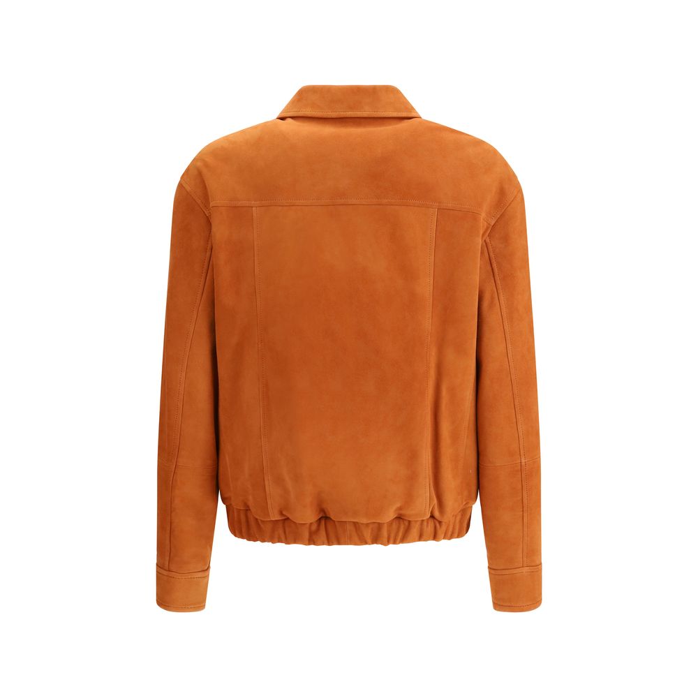 Brunello Cucinelli Red Calf Leather Bos Taurus Jackets And Coat