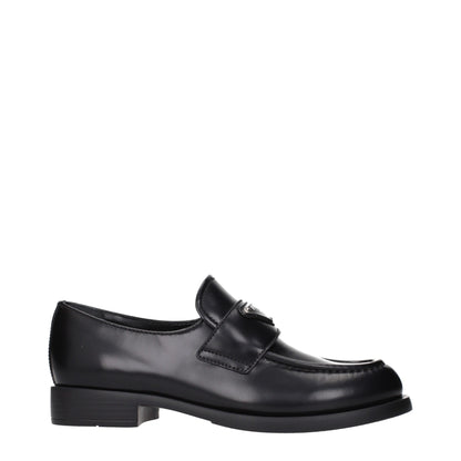 Prada Black Leather Slip-On Loafers