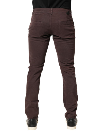 Daniele Alessandrini Brown Cotton Mid Waist Skinny Men Denim  Jeans