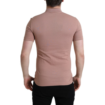 Dolce & Gabbana Pink Collared Short Sleeve Crown Men Polo T-shirt