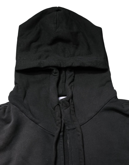 Dolce & Gabbana Black Logo Zipped Hooded Sweatshirt Sweater