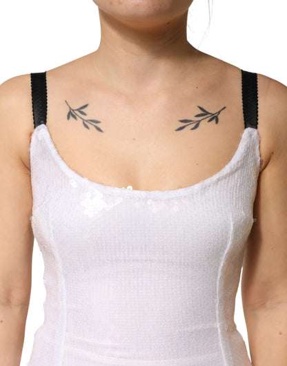 Dolce & Gabbana White Polyester Sleeveless Sheath Dress