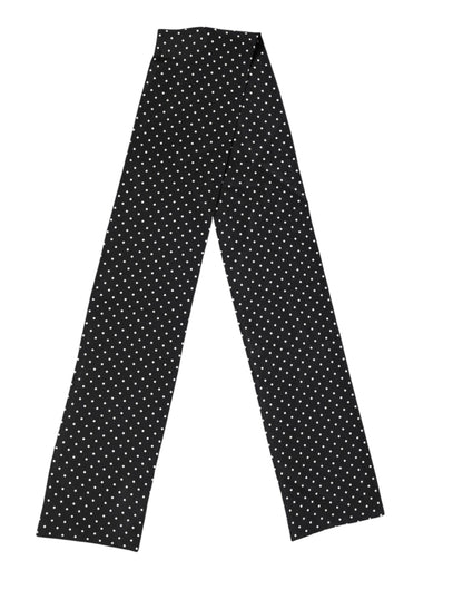 Dolce & Gabbana Black Polka Dot Neck Wrap Foulard 133.5cm x 12.5cm Scarf