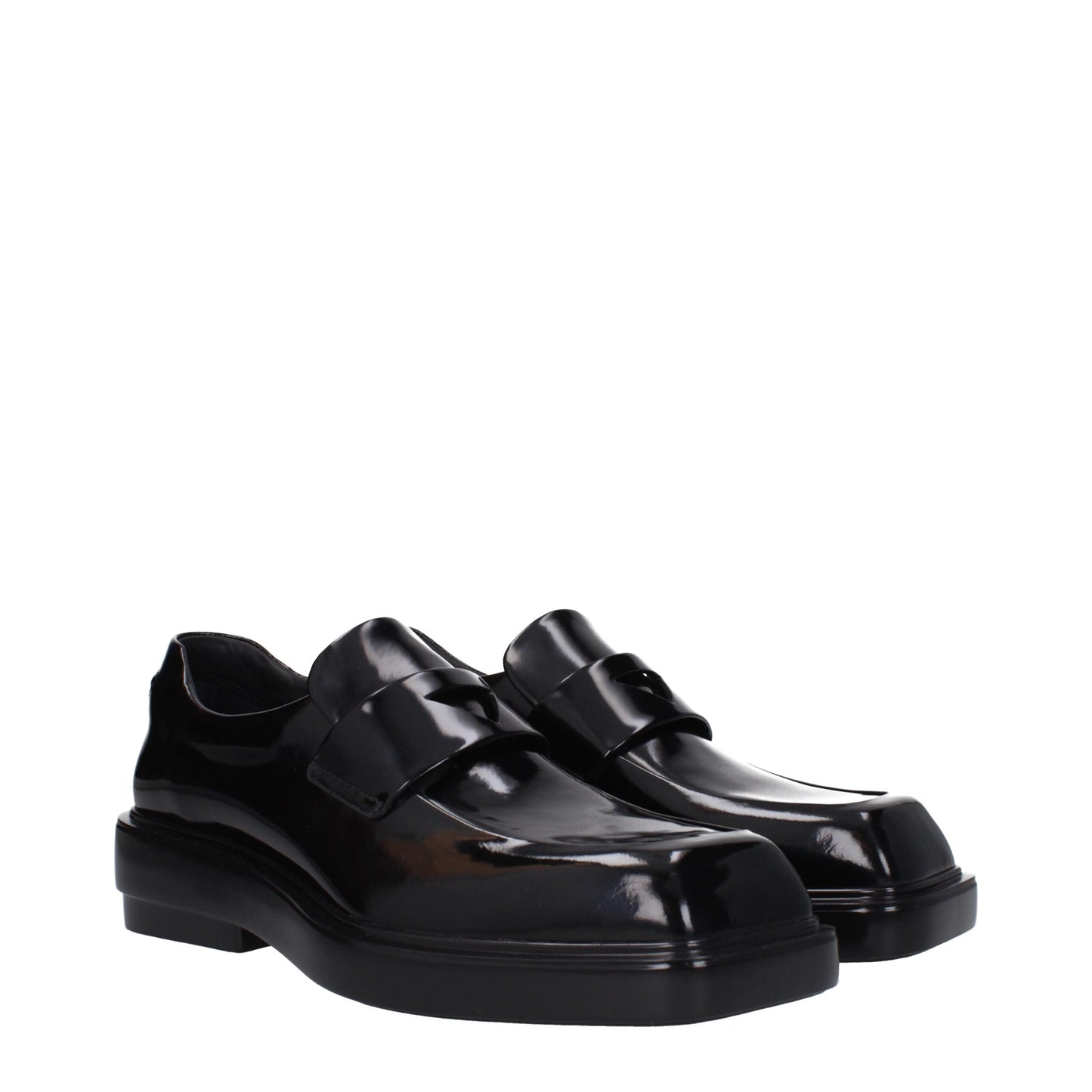 Prada Black Leather Slip-On Loafers