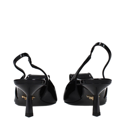 Prada Black Leather Stiletto Heel Sandals