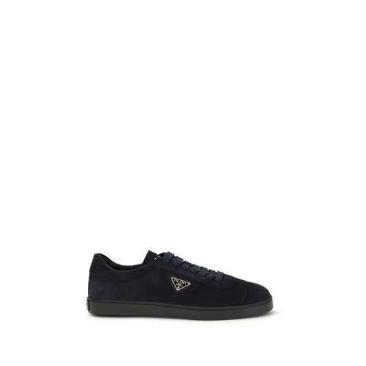 Prada Blue Calf Leather Bos Taurus Low Top Sneakers