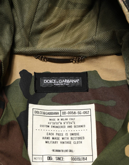 Dolce & Gabbana Multicolor Camouflage Hooded RainCoat Jacket