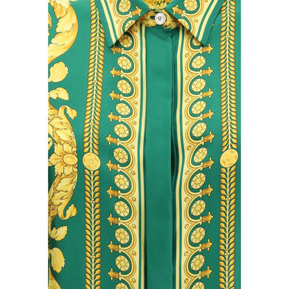 Versace Green Silk Pattern Shirt